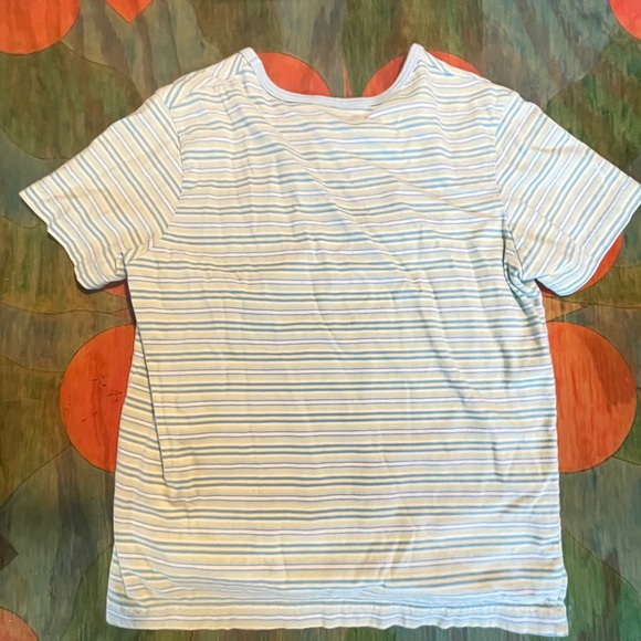 Cherokee Shirt Womens Small Stripe Short Sleeve T Shirt V Neck Cotton Blue Green - Picture 4 of 5